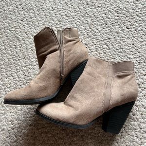 Low beige booties; excellent condition!